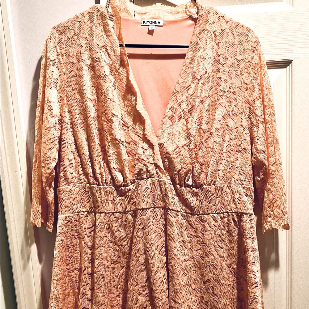 Kiyonna 2x Light Pink Lace Blouse